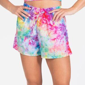 Senita Athletics Womens Knock Out Shorts, Rainbow Tie Dye - Size S, NWT